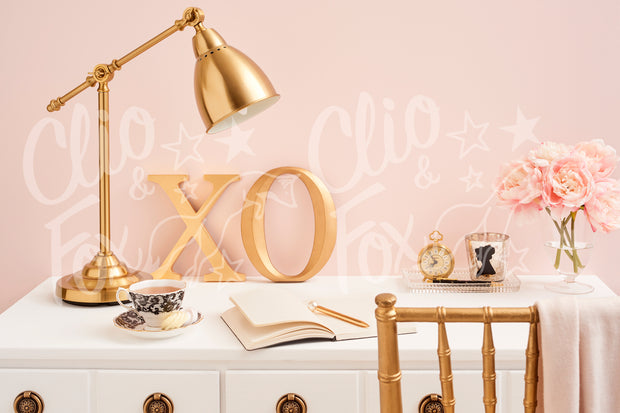 XO Pink And Gold Desk