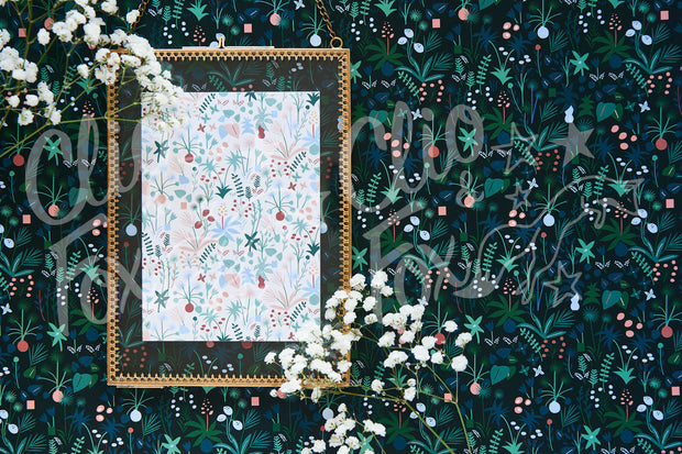 Pastel Garden With Gold Frame & Flowers